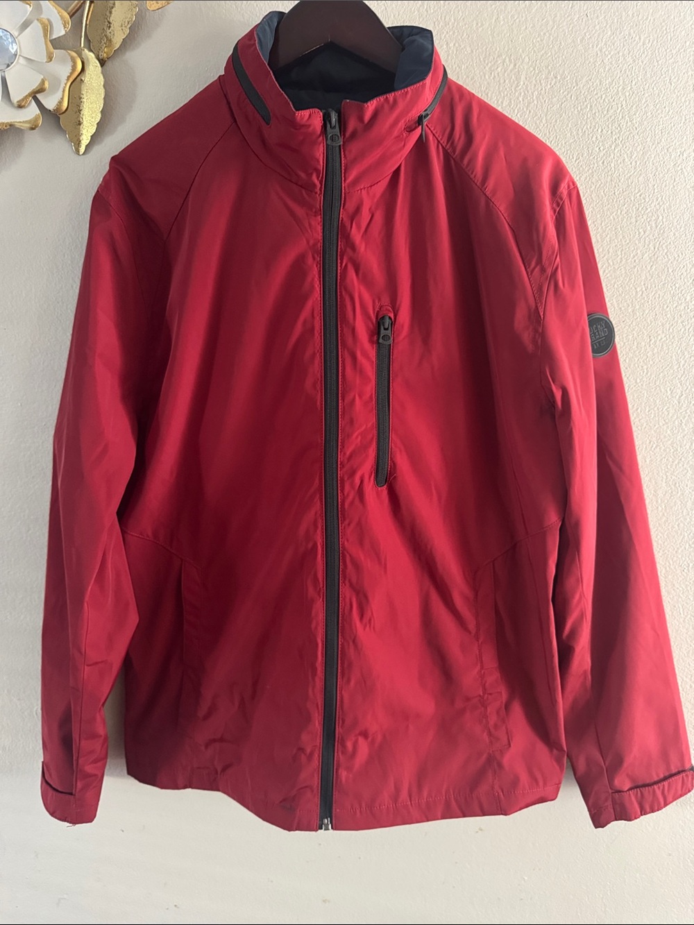 Lucky Brand Red Windbreaker Jacket with Zip Chest Pocket